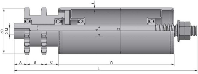 ML3826型 鋼制雙鏈可調積放輥筒 內螺紋式